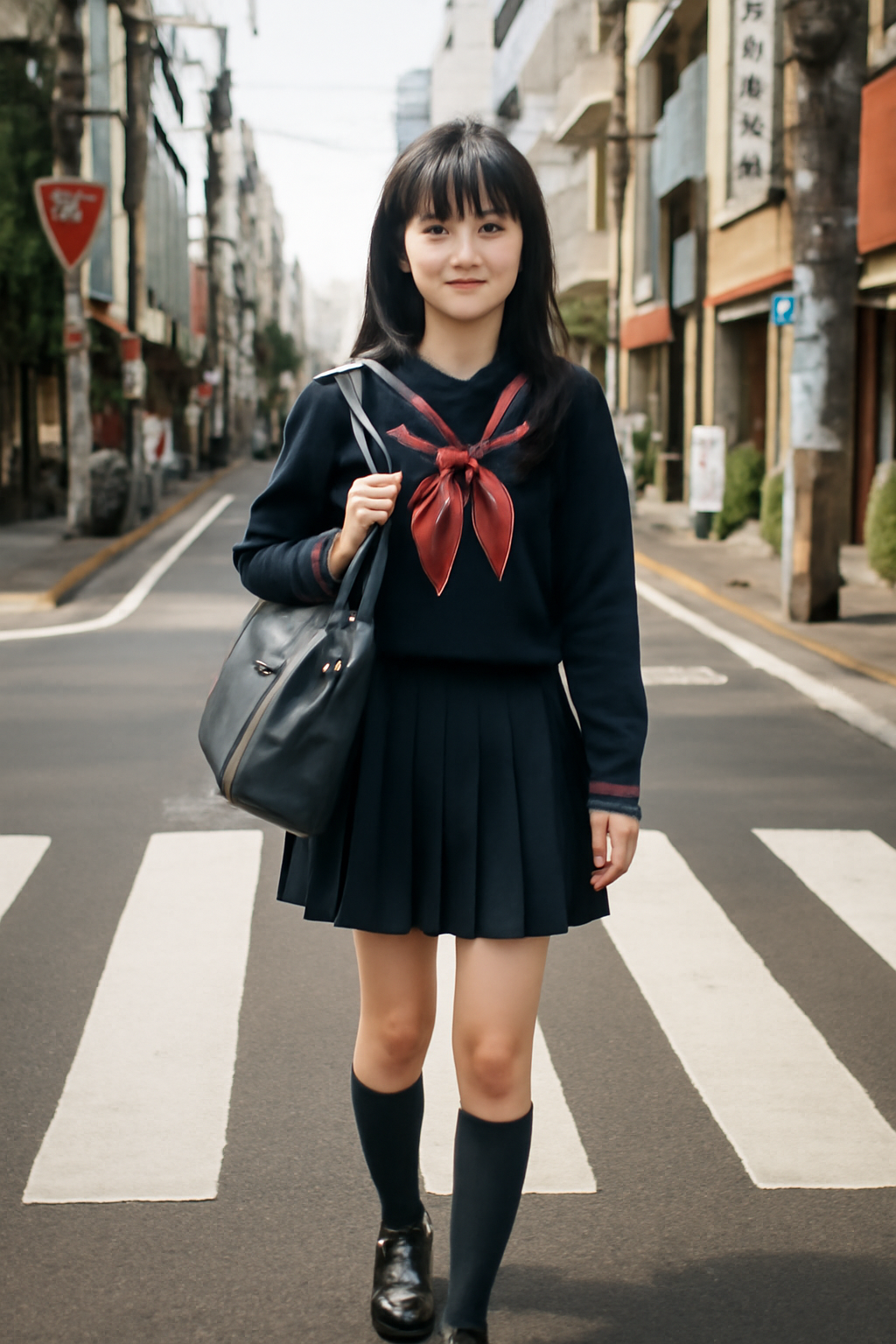 Japan School girl at the street