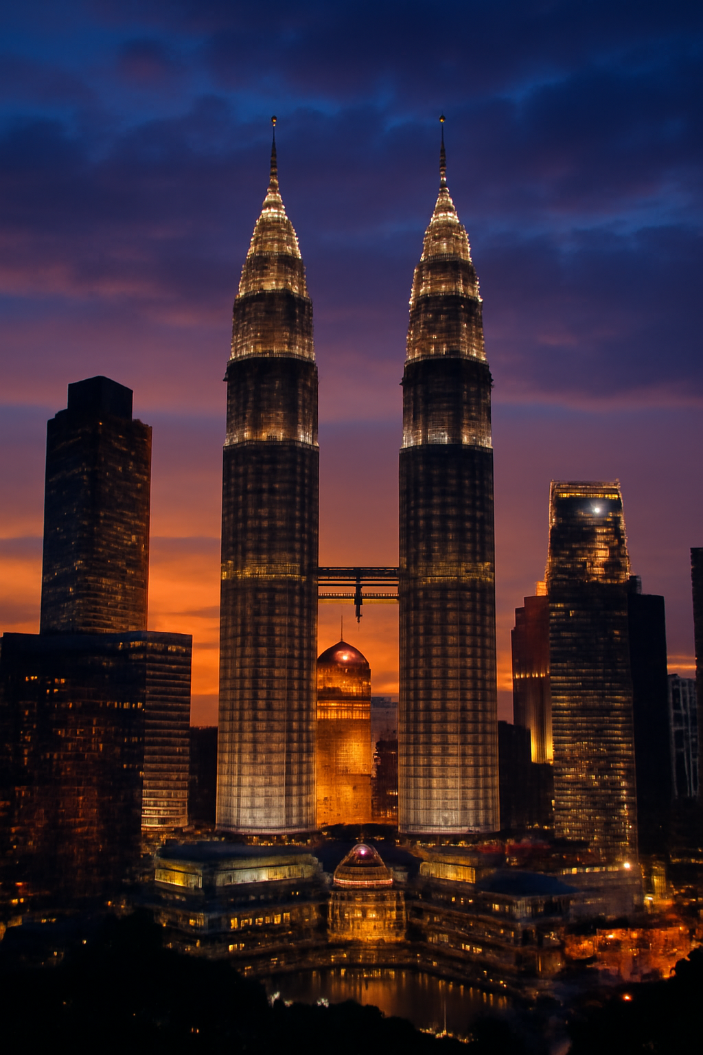 evening at twin tower