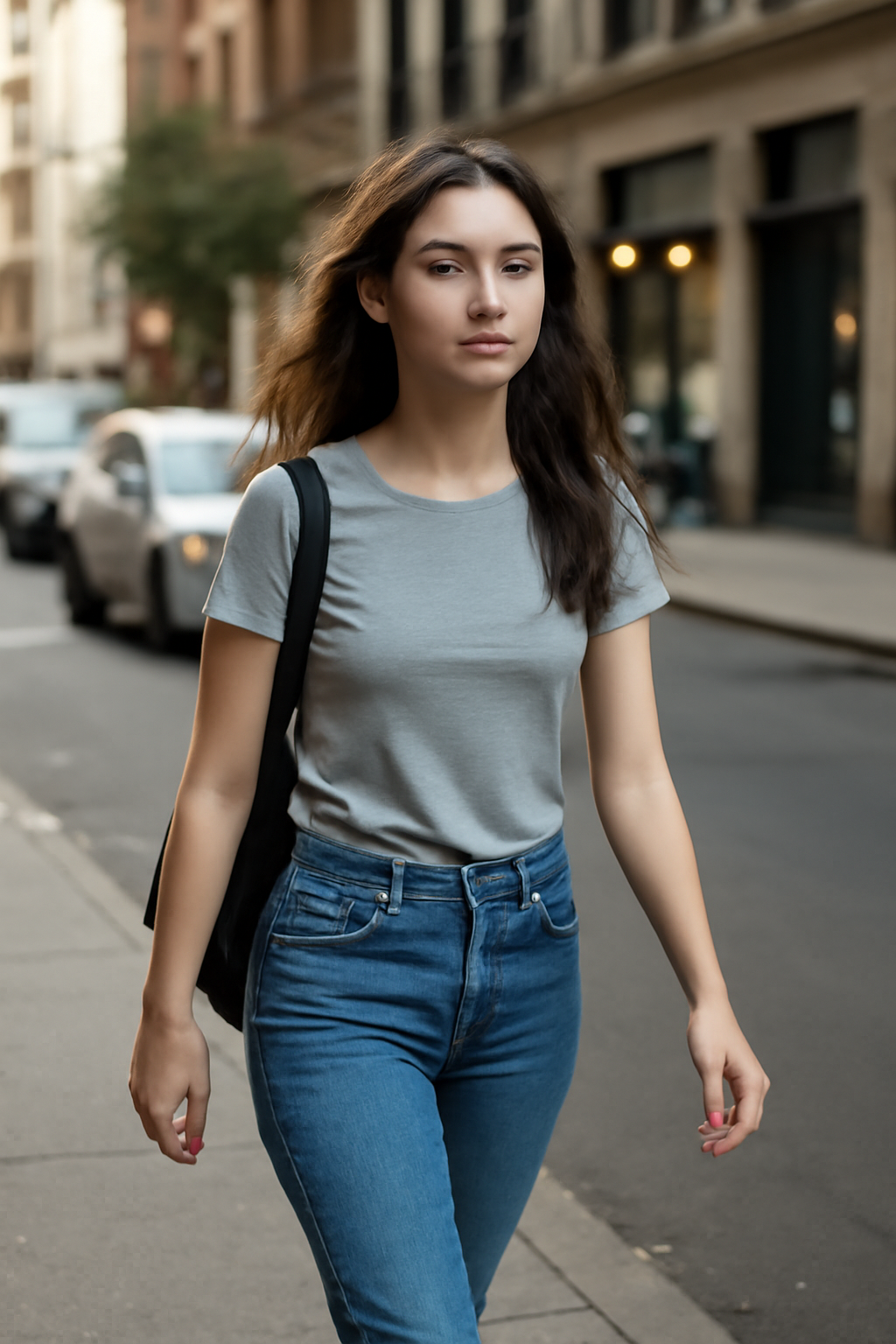 girl walking on the street